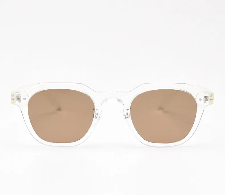 Quartz sunglasses in clear crystal with warm brown lenses
