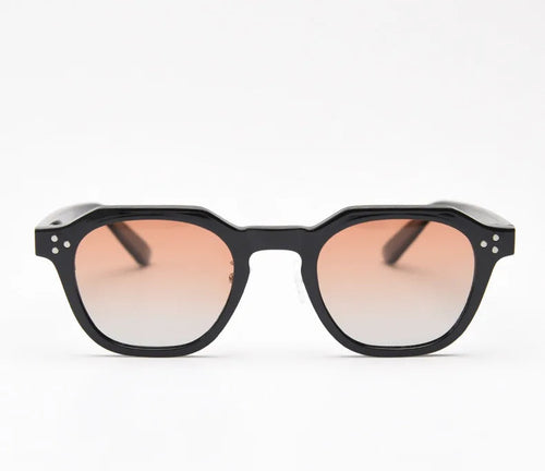 Ember sunglasses in gloss black with peach gradient lenses